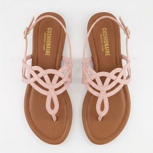 Cushionaire Pink Braided Toe-Loop Slingback Sandals